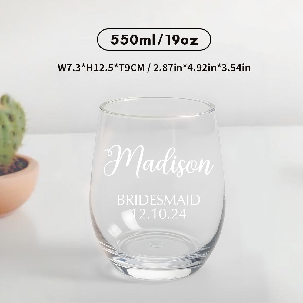 Personalized Name Red Wine Glass Bridal Party Gifts