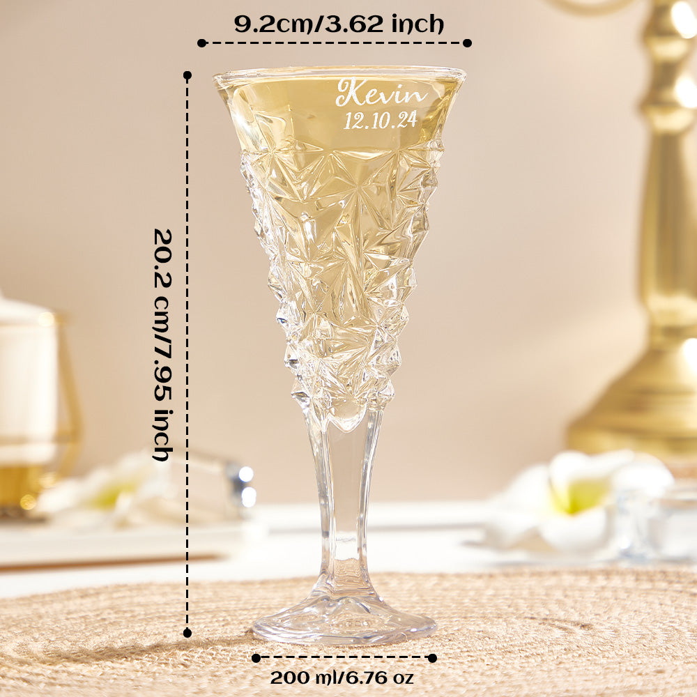 Personalized Engraved Crystal Champagne Flute Set Gifts for Newlyweds