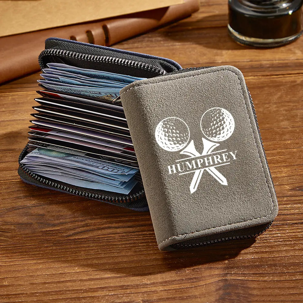 Personalized Leather Golf Wallet with 18 Card Slots Card Holder Wallet Gift for Men