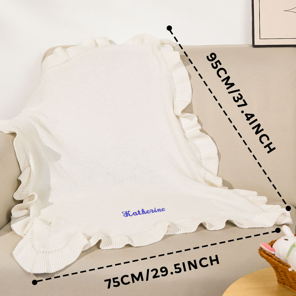 Personalized Baby Knitted Blanket Custom Baby Blanket with Embroidered Name Gift for Baby