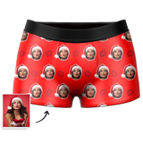 Customized Face Boxers Christmas Hat Printed Underwear with Picture