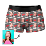 Custom I Love You Men's Boxer Shorts Personalized Underwear with Face