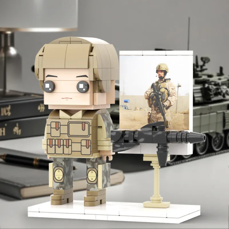 Body Customized 1 Person Brick Figures with Photo Soldier Theme Gift Birthday Gift Valentines Gift Father's