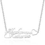 Personalized Name Necklace with Two Love Hearts Wedding Gift for Bride
