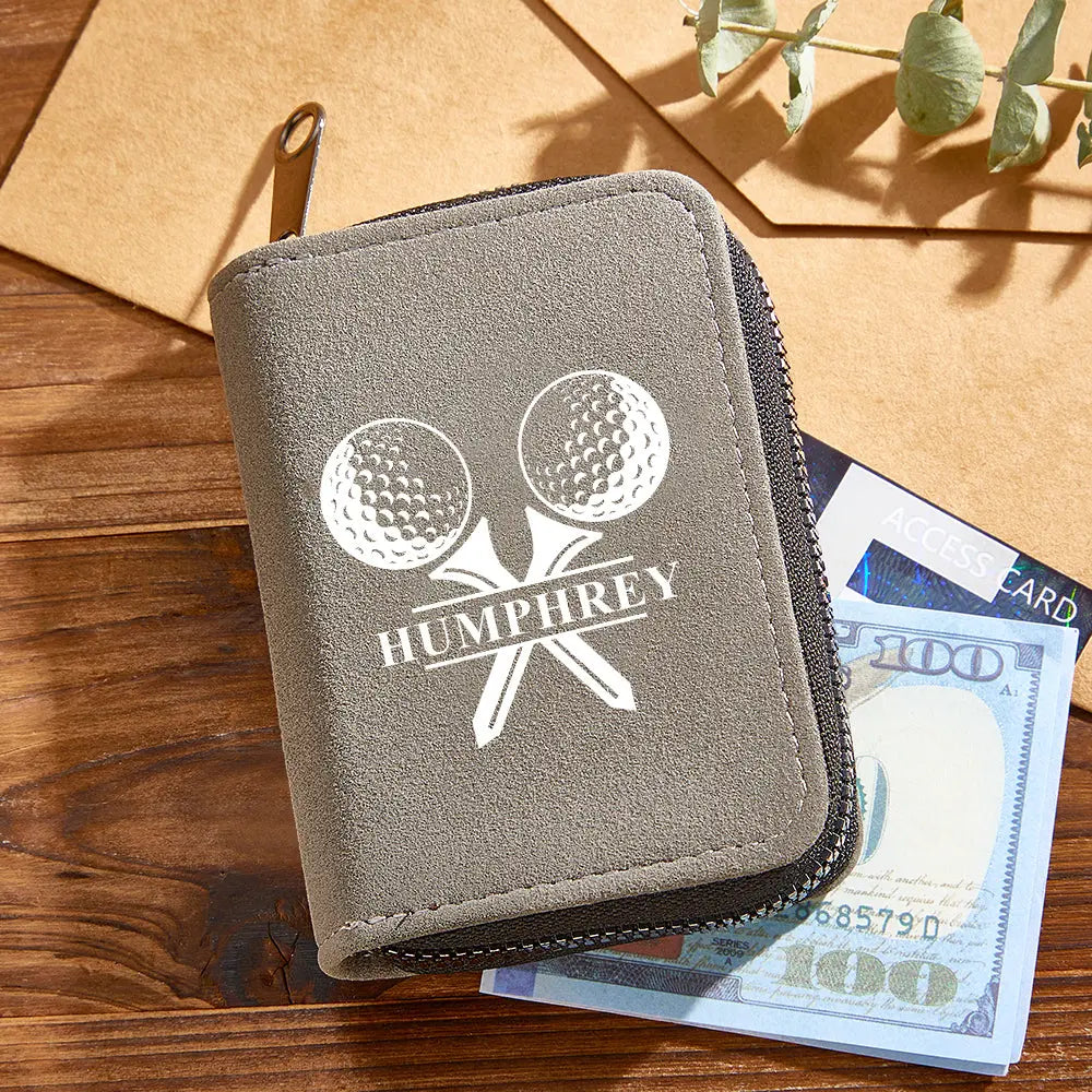 Personalized Leather Golf Wallet with 18 Card Slots Card Holder Wallet Gift for Men