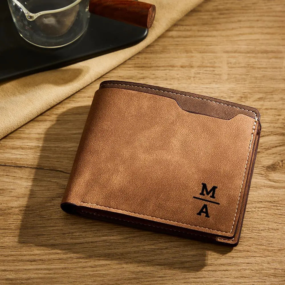 Personalized Unisex Wallet Bifold Leather Customize Wallet Engraved Wallet Photo Wallet Father's Day