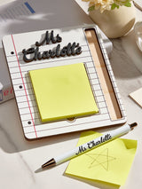 Personalized Name Sticky Note Wooden Holder with Pen Appreciation Gift for Teacher