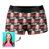 Custom I Love You Men's Boxer Shorts Personalized Underwear with Face