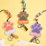 Personalized Glitter Paw ID Badge Lanyard with Text Beads Tassels Badge Lanyard Gift for Teacher Pet Lover