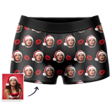 Customized Face Boxers Christmas Hat Printed Underwear with Picture