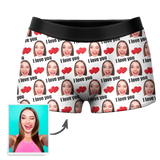 Custom I Love You Men's Boxer Shorts Personalized Underwear with Face