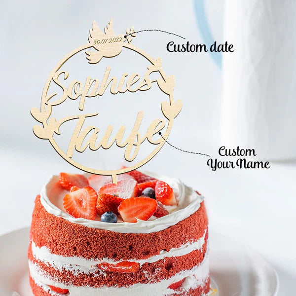 Custom Name Cake Topper Personalized Dove Wooden Couple Cake Decoration
