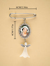 Personalized Angel Wings Pin Brooch Wedding Bouquet Photo Charm Wedding Memorial Gift for Bride