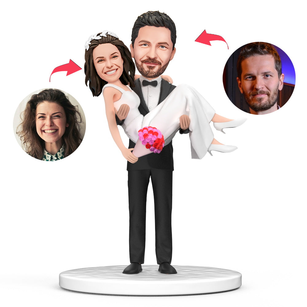 Carry Wife Romantic Wedding Custom Bobblehead Engraved with Text