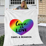 Love Is Love LGBT Personalized Fleece Blanket with Your Name on Gift for Couples and Gay Pride