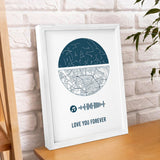 Custom Music Frame Custom Night Sky and Map Gift Anniversary Gift for Lover Wedding Gift