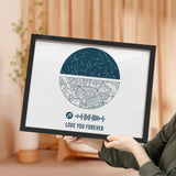 Custom Music Frame Custom Night Sky and Map Gift Anniversary Gift for Lover Wedding Gift