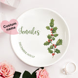 Personalized Birth Flower Floral Ring Jewelry Dish Gift for Her