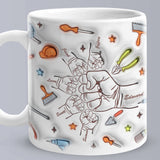 Personalized Names Mug Custom 1-6 Kids Fist Bump 3D Inflated Effect Printed Mug Creative Gift for Dad