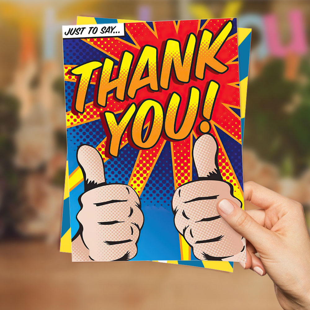Thank You Card Just To Say Thank You Superhero Comic Book Style Gifts for Him