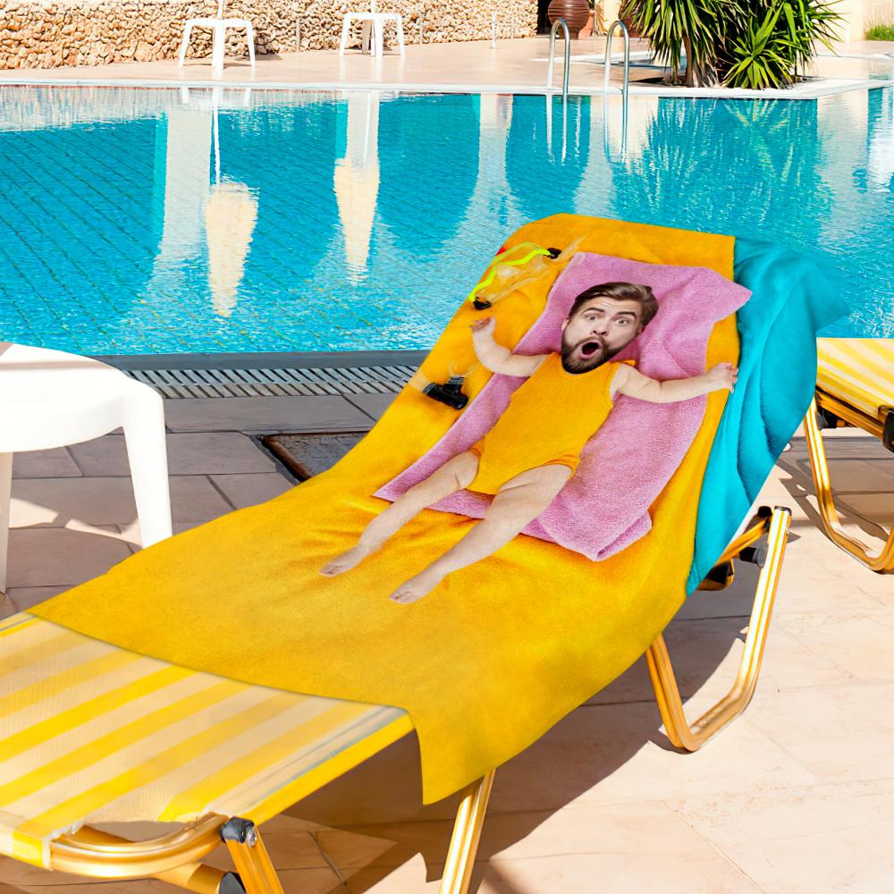 Custom Photo Face Beach Towel Face Towel With Your Dream Body Best Friend Gift 80*160cm