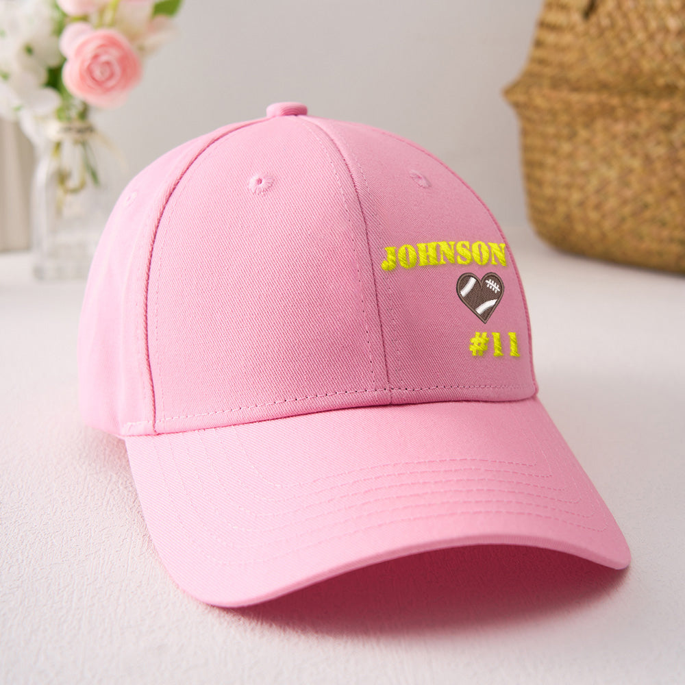 Personalized Football Team Caps Baseball Hats Game Day Gift Idea for Teammates and Sports Fans Back to School Gift