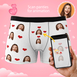 Custom Photo Boxer Men's, Heart Face Underwear - Men