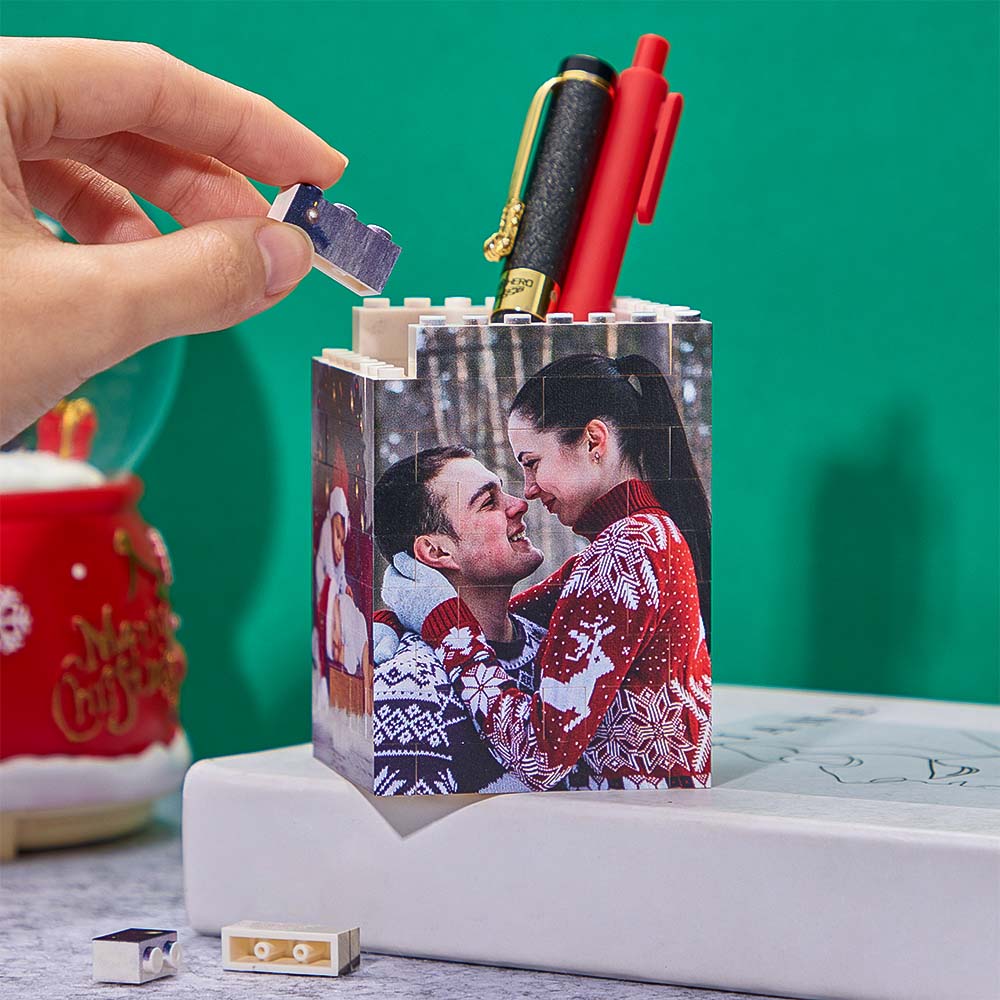 Personalised Photo Building Block Pen Holder Custom Bricks Toy for Dad