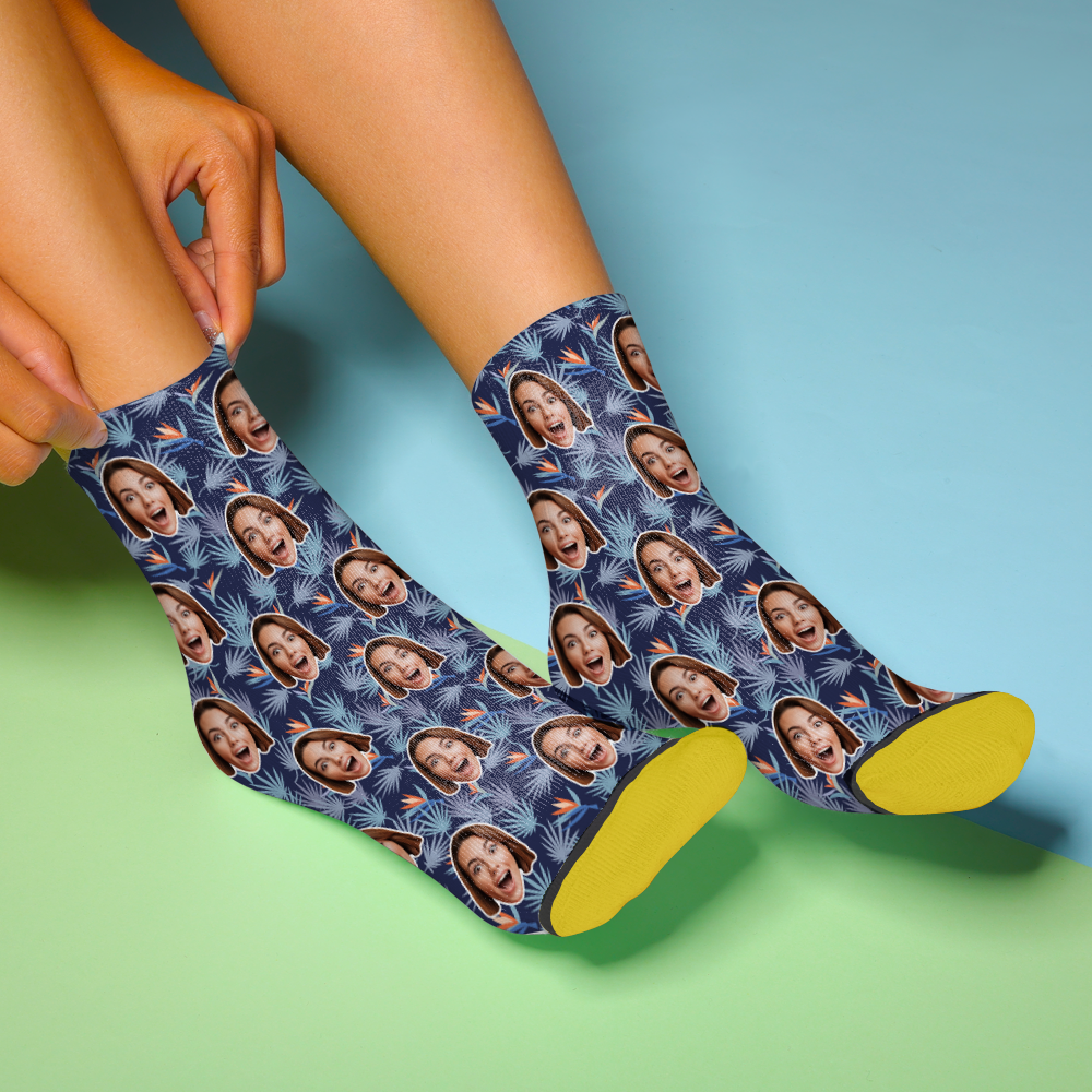 Custom 3D Digital Printed Socks Funny Socks Gift Bird of Paradise