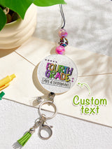 Personalized Glitter Acrylic Beaded Tassel Lanyard with Name Back to School Gift for Teacher