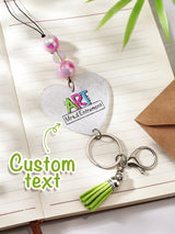 Personalized Glitter Acrylic Beaded Tassel Lanyard with Name Back to School Gift for Teacher
