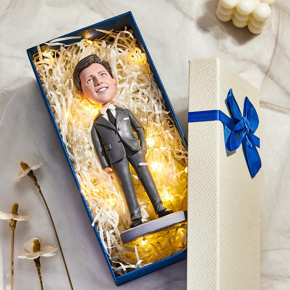 World's Best Boss Businessman Holding A Water Glass Custom Bobbleheads With Engraved Text