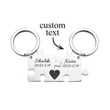 Custom Engraved Couple Keychain Set Personalized Puzzle Key Ring Valentine's Day Gifts Wedding Gifts