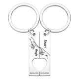 Custom Keychain Stainless Steel keyring Engraved Keychain Personalized Bar Keychain Couple Keychain Wedding Key Ring Gift for Anniversary