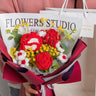 Crochet Flowers Bouquet Handmade Knitted Carnation Bouquet with Light Strip Gift for Her Wedding Gift