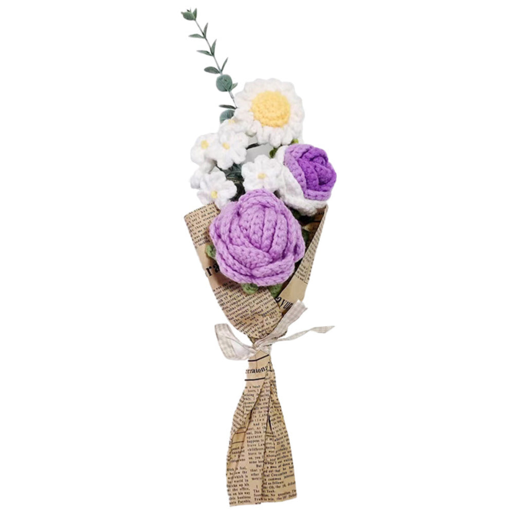 Crochet Flowers Bouquet Handmade Knitted Rose Bouquet Gift for Her Wedding Gift