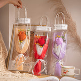Crochet Flowers Bouquet Handmade Knitted Tulip Carnation Bouquet with Light Strip Gift for Her Wedding Gift