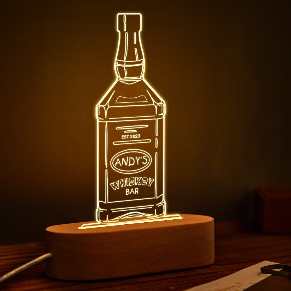 Personalized  Liquor Night Light 7 Colors Acrylic Wine 3D Lamp Father's Day Gifts