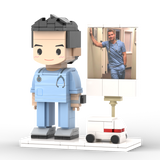 Full Body Customized 1 Person Brick Figures with Photo Doctor Theme Gift Birthday Gift Valentines Gift Father's