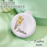 Personalized Cushion Mirror Comb Birth Flower Foldable Mirror with Hair Brushes Gift for Her