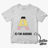 Personalized Back to School Pencil T-shirt First Day of School Shirt Gift for Kids