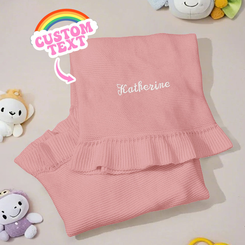 Personalized Baby Knitted Blanket Custom Baby Blanket with Embroidered Name Gift for Baby