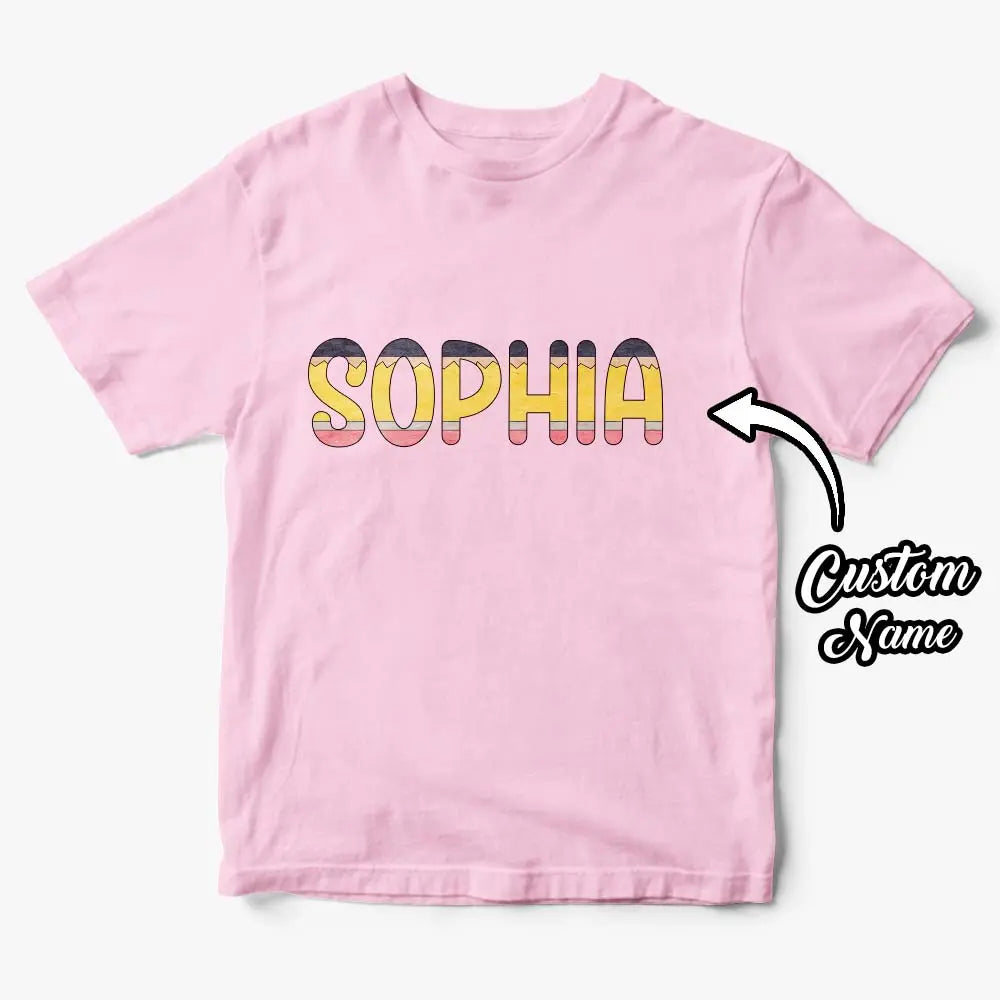 Personalized Back to School Pencil Name T-shirt First Day of School Shirt Gift for Kids