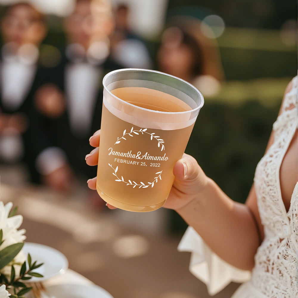 Personalized Disposable Plastic Cups for Wedding Engagement Party Supplies Gift for Couple