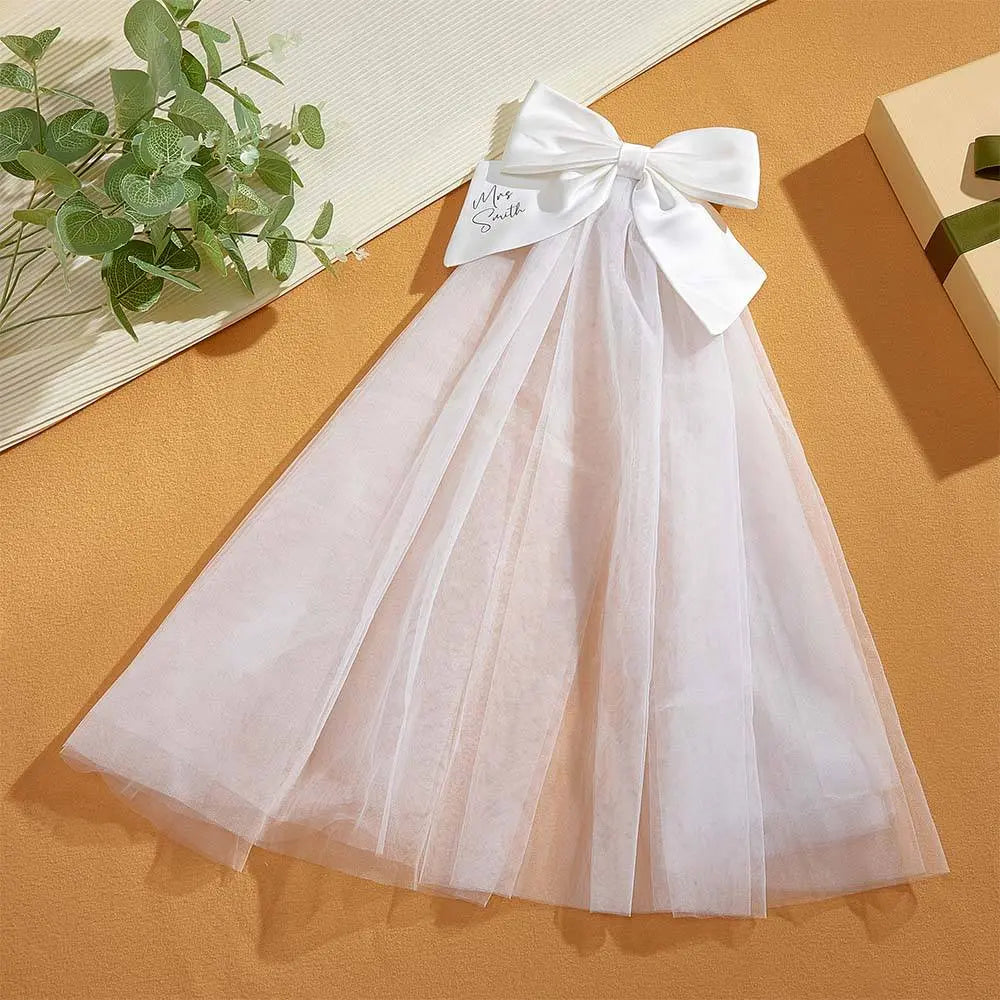 Personalized Bridal Veil Bow Clip Gift for Bride